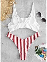 ZAFUL traje de baño de 2 piezas con nudo a rayas de contraste para dama