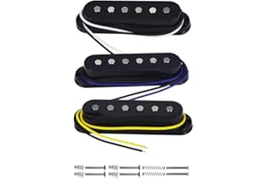 FLEOR Alnico 5 Single Coil Pickups Flat Pole Guitar Neck/Middle/Bridge Pickup Set Black