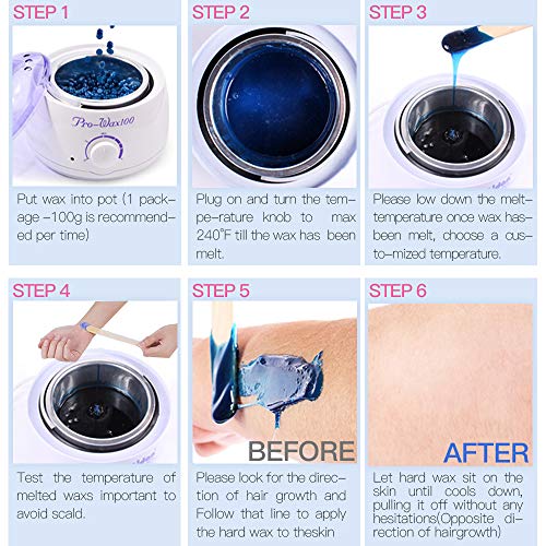 Appareil Chauffe Cire, AIDUE Kit d’Épilation Électrique à la Cire Machine à Épiler Professionnel avec 4x100g Epilation Cire Perles et 30 Spatules en Bois, Idéal pour Femmes Hommes