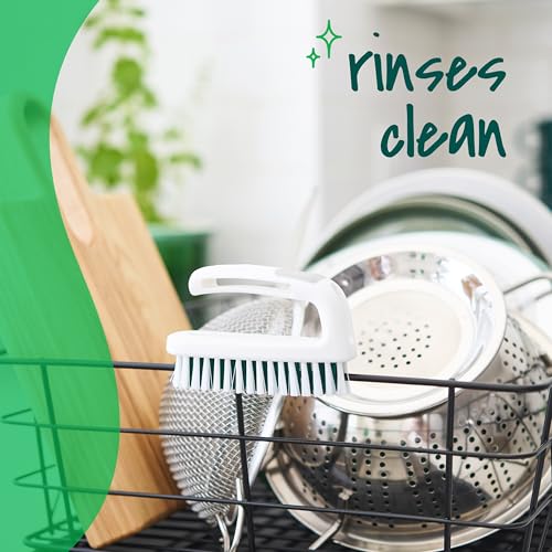 Scotch-Brite Small Utility Brush, Long Lasting Dish Brush with Handle for Scrubbing Cookware, Hands, Tile, Grout, Cutting Boards, and Utensils without Scratching, Antimicrobial, and Rinses Clean