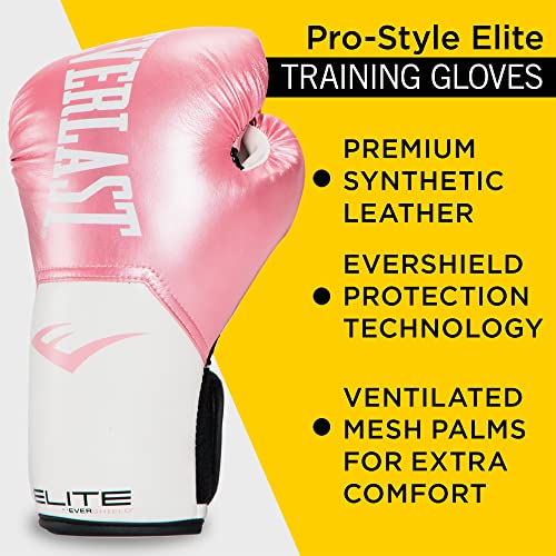 Everlast Elite Pro Style Training Gloves, Pink/White, 12 oz Pricepulse