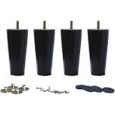 WEICHUAN 6 Inch Wood Replacement Sofa Chair Couch Furniture Legs Set of 4 | Black Wooden Sofa Chair Cabinet Bed Couch Legs 6 Inch Heavy Duty For Furniture Feet Replacement