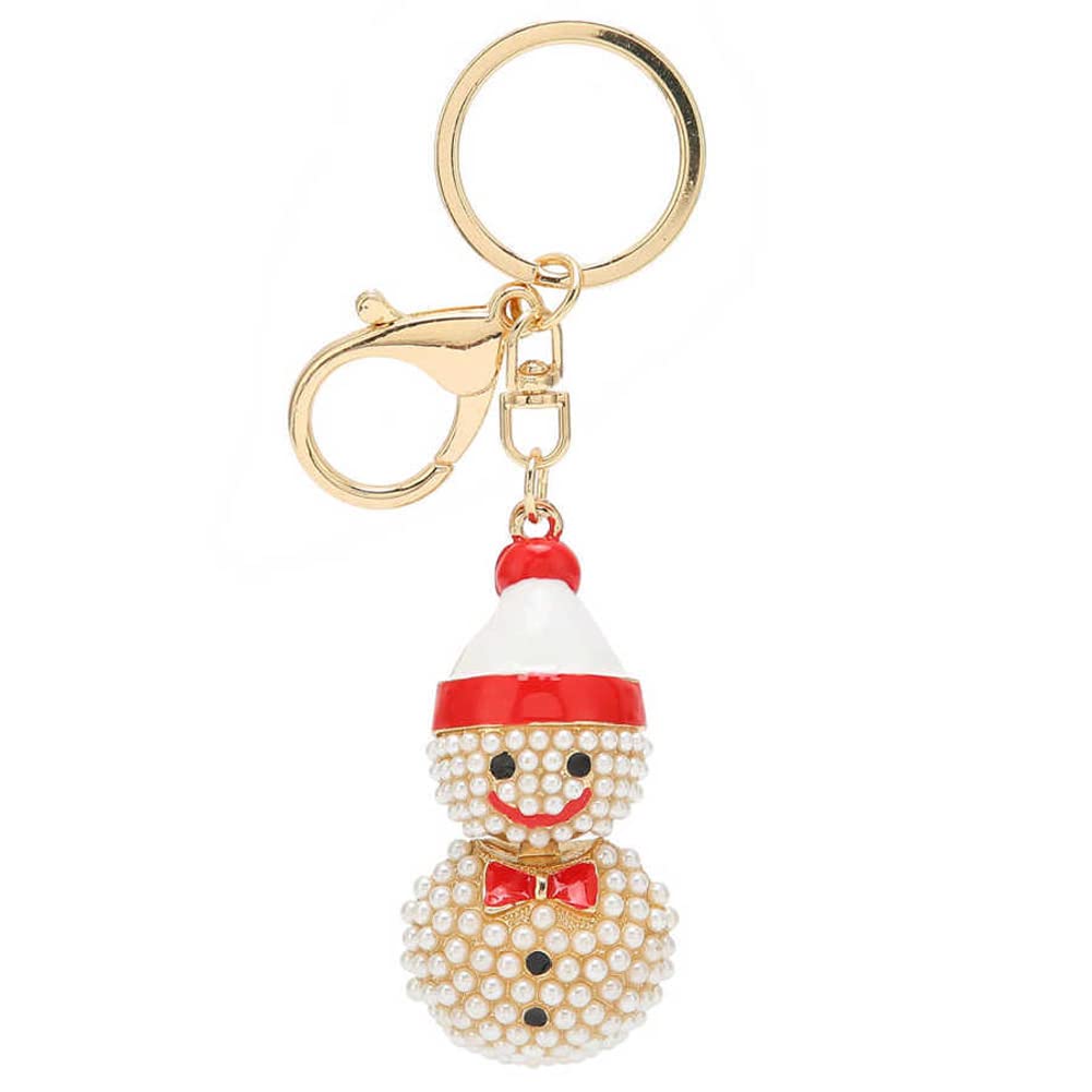 ARFUKA Keyring Pearl Snowman Pendant Keychain Metal Key Ring Charm Jewellery Christmas Birthday Gift Keyrings Key Chain Key Ring Holder for Men and Women