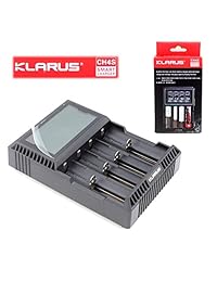 Klarus CH4S Cargador LCD Cargador Klarus cuatro Primeros Cell multi-battery Cargador con carga y voltaje, Capacidad de carga función de visualización individuales para 26650 22650 18650 18490 17670 17500 16340 14500 10440 16340 etc.