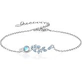 Daixiya Leaf Bracelet S925 Sterling Silver Moonstone Leaf Bracelet Moonstone Jewelry Gifts for Women