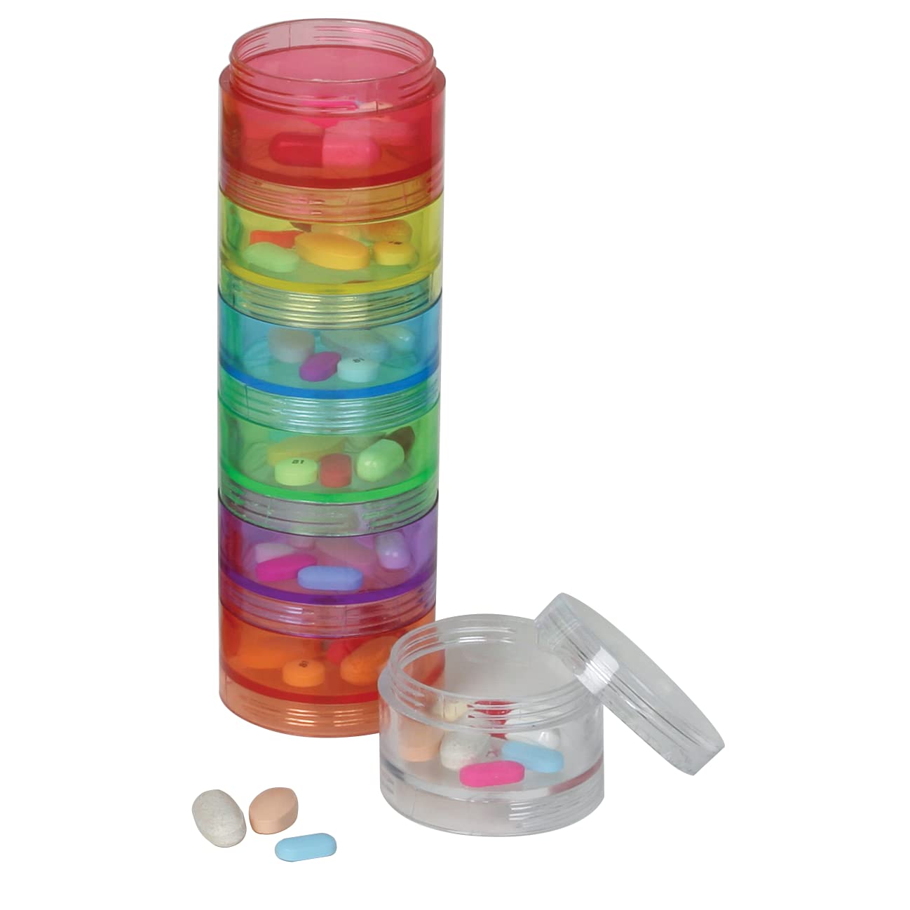 EZY DOSE OTC 7-Day Stackable Pill Reminder, Multi Day Pill Organizer, Medium Assorted Colors
