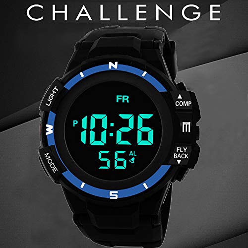 Sport Watch, 50M Waterproof Watch, Sport Wrist Watch for Men Women Kids, Digital Watch with Alarm Date and Time (Blue)