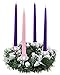 Silver Ribbon Christmas Advent Wreath - Advent Wreaths Season Centerpiece Décor - Advent Candle Holder and X-mas Candles Decorations - Advent Calendar Season Decoration