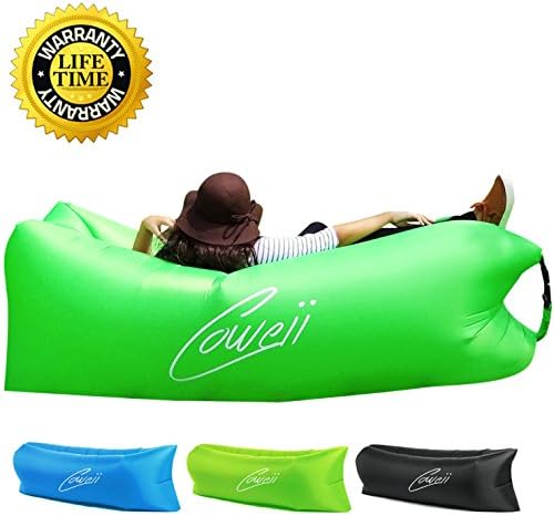Inflatable lounger with carry bag, air lounger chair, air hammock for indoor and outdoor use, pool, beach, camping, and travel / waterproof, floats, lightweight, ripstop exterior.