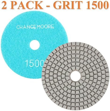 CHANGE MOORE Wet Diamond Polishing Pads 4’’ for Marble Granite Travertine Terrazzo Concrete Stones Quartz Countertop Floor, 2 pack-Grit 1500