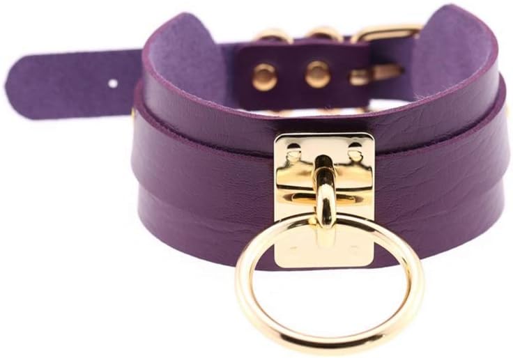 Womens Punk Style O Ring Faux Leather Choker Collar