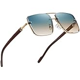 KAJILA Oversize Classic Mens Sunglasses Square Gold Frame Large Head Shades for Men UV 400 Protection Sunnies(7563)