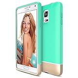 Galaxy Note 4 Case , Maxboost® [Vibrance Series] Samsung Galaxy Note 4 Case [Lifetime Warranty] Protective DUAL-layered Case SOFT-Interior Scratch Protection Metallic Finished Base with Vibrant Trendy Color Slider Style Hard Case for Samsung Note 4 (2014 Model, SM-N910S / SM-N910C) - Turquoise / Champagne Gold