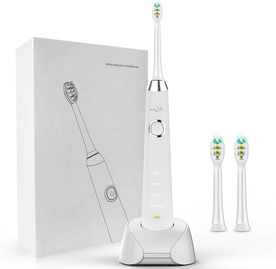 Amazon Elecforu 電動歯ブラシ 音波 振動 歯ブラシ 電動 歯ブラシ ホワイトニング 歯 垢 除去 Ac100v 240v 替え ブラシヘッド 充電器台 付き ホワイト Elecforu 口腔洗浄器