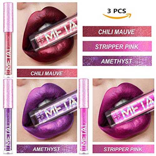 FanMin Liquid Metallic Lipstick Matte Lipstick, Waterproof Kissproof Long Lasting Liquid Lipstick,Attractive Lip Color (SET-02#)