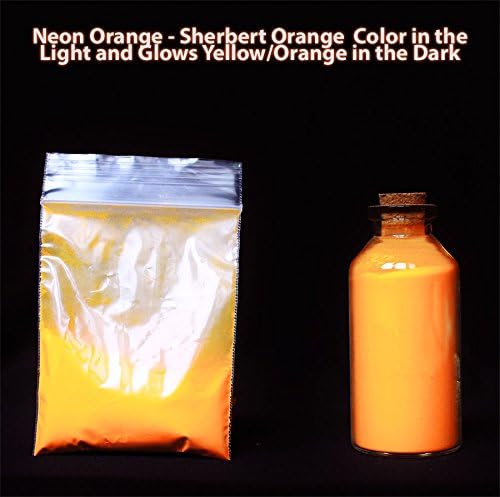 100 Grams of Neon Orange Glow in the Dark Phosphorescent Powder. Beautiful Neon Orange Color in the Daylight and Brilliant Yellow in the Dark. Phosphorescent Is Great for Mixing with Most Mediums