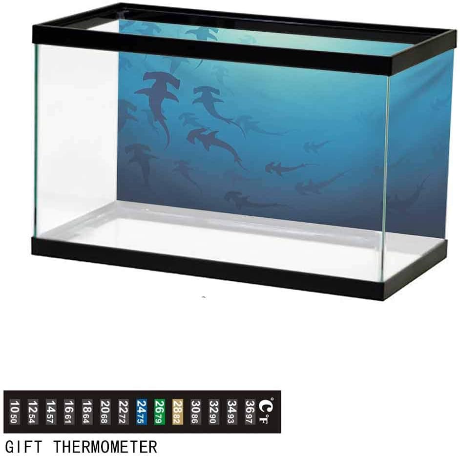 wwwhsl Aquarium Background,Static Cling,Dolphin Fish Pattern Silhouette Under The Sea Waves in Contemporary Design Underwater Poster Fish Tank Wall Decorations Sticker