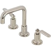 Kingston Brass KS142KLPN Whitaker Widespread Bathroom Faucet with Push Pop-Up, Polished Nickel