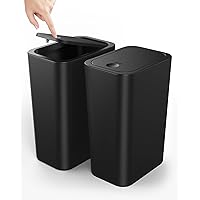Cesun 2 Pack Bathroom Trash Can with Lid, 4.0 Gallon / 15 Liter Small Garbage Can with Press Top Lid, Plastic Wastebasket wit