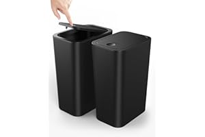 Cesun 2 Pack Bathroom Trash Can with Lid, 4.0 Gallon / 15 Liter Small Garbage Can with Press Top Lid, Plastic Wastebasket wit