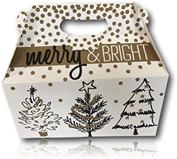 Limited Edition Christmas Holiday Gift Package by AtHomePlus (34 Count) --Perfect Present for Family, Friends, or Office!! (Golden Holiday Trees)