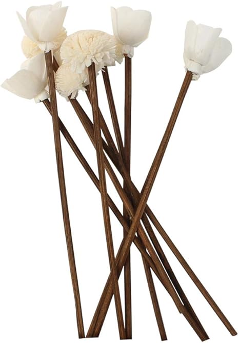 Amazon Co Jp Jecengs 30本パック 茶色ラタンリードフレグランスディフューザーとフラワー交換用リフィルラタンスティック 2種類のラタンスティック花 ホーム キッチン