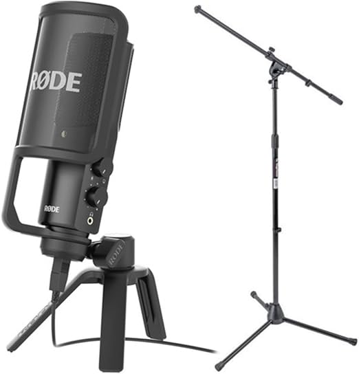 RODE NTUSB Condenser Microphone with Studio Boom Arm Tripod Mic Stand Amazon.co.uk Musical