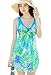 Chouyatou Women's One Piece Printed Mesh Beach Swim Dress Bow-Knot (XXX-Large, Blue)