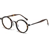 JOLLYNOVA Tate Retro Acetate Eyeglass Frames for Men &amp; Women, Lightweight Round Prescription Glasses Frame Only