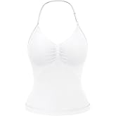 YEOREO SoftHue Impact Longline Strappy Top Women's Halter Workout Tank Tops Backless Gym Longline with Adjustable Strap