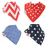 Zippy Fun Bandana Bibs (Red & Blue, Stars & Spots) (Pack of 4)