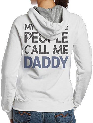 Women's TeeStars - My Favorite People Call Me DADDY Hip-Hop Casual Style Hoodie Sweatshirt Size L White