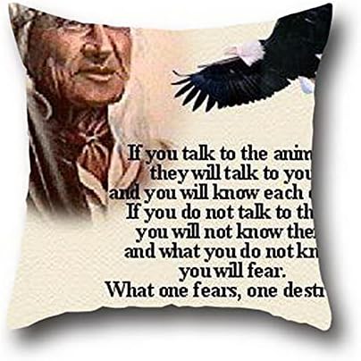 Kaari Ok Indian Chief Cotton Decorative Couple Throw Pillow Cover Cushion Case Pillows Shell Supersoft Faux Suede 20*20