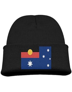 Australian Flag With Aboriginal Flag Kid's Hats Winter Funny Soft Knit Beanie Cap Children Unisex