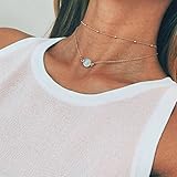 CH Thin Diamond Sequins Choker Necklace Women Girl Lady Long Chain Pendant Necklace