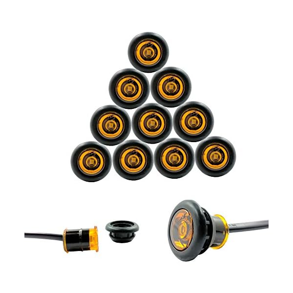 10-Pack-Amber-TecNiq-USA-Made-34-LED-Clearance-Marker-Bullet-Grommet-Lights-P2-Rated