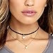 Gotd Women Punk Flannel Pearl Double Chain Necklace Collar Choker (Black)