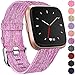 Maledan Compatible with Fitbit Versa Bands, Breathable Woven Fabric Accessories Strap Watch Band for Women Men, Small, Rose Pattern
