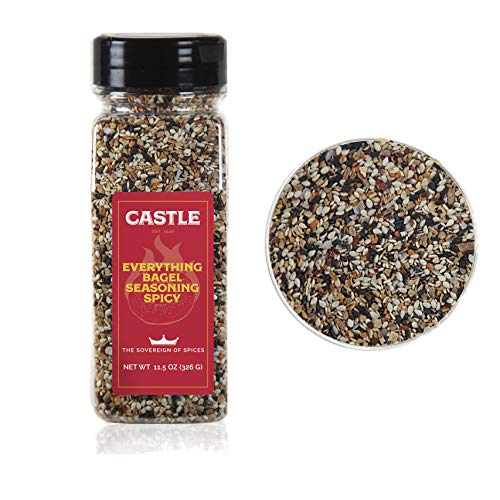 New - Spicy Everything Bagel Seasoning, XL 11.5 oz bottle, Premium Restaurant Quality, Multi Seasoning Shaker with Red Pepper, Sesame, Onion, Garlic, Poppy in Seasoning Spice Blend, Kosher
