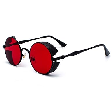 AOCCK Sonnenbrillen,Brillen, Red Side Shield Sunglasses Men Round Vintage Retro Steampunk Sun Glasses Women NEW Summer Style 
