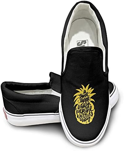 Bkjlafn A Pineapple A Day Keeps The Worries Away A Simple And Fashionable Bottom Canvas Shoe.