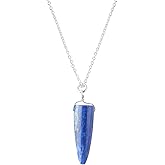 Lapis Lazuli Elephant Teeth Necklace, Healing Crystal Gemstone Pendant Necklaces, Natural Spiritual Reiki Stone Jewelry for Friends Gemstone Wight 15 To 25 Carat