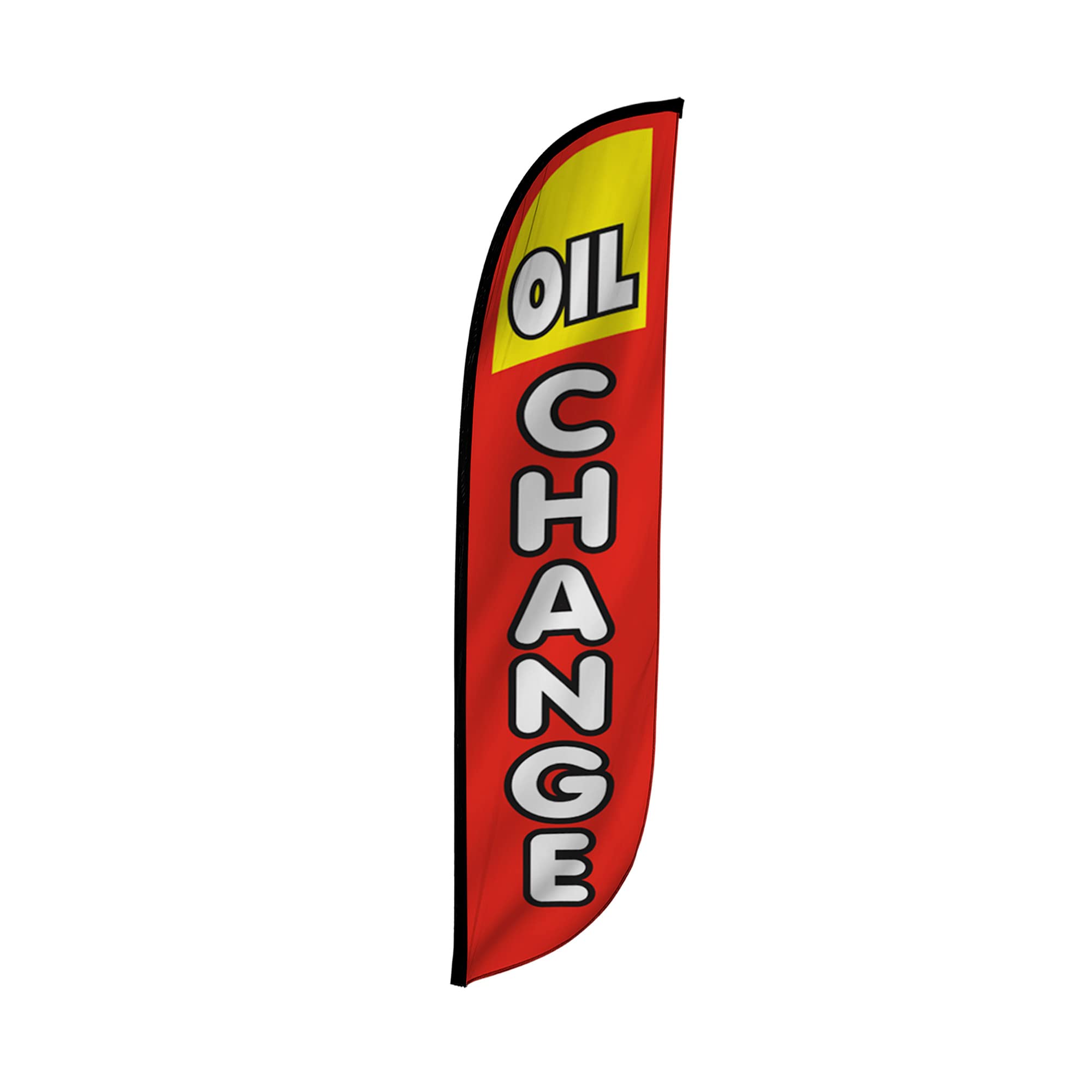 Photo 1 of LookOurWay Feather Flag Banner - 12 Feet Tall Advertising Flags for Outdoor Business and Events Promotion - Swooper Flag Only - Auto Repair Flags - Oil Change Red (10M1200036)