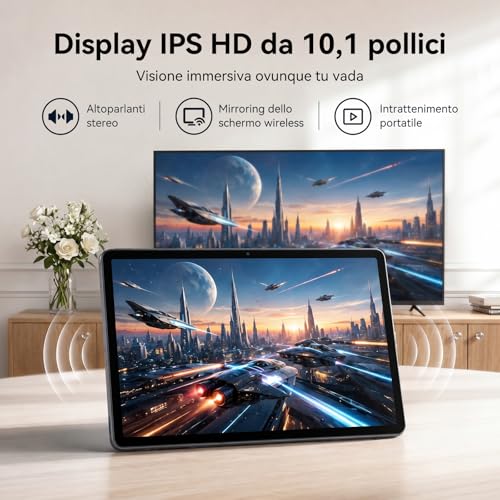 TABWEE Tablet with Keyboard and Stylus 18GB + 128GB (2TB TF) | Ideal for school and study, Android 15 tablet 10 inches, 6000 mAh, Gemini AI, 5G WiFi, GPS (4 year warranty)