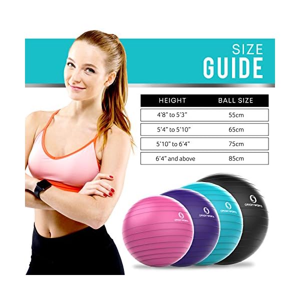 Exercise Fitness Swiss Yoga Ball - Anti Burst Extra thick with Hand Pump for Home Gym - Birthing Ball for Yoga, Pilates…