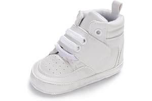 Sekantrol Baby Boys Girls First Walker Crib Newborn Shoes, Soft Rubber Sole Infant Sneakers Fashion High-Top Non-Slip Toddler Dress Moccasins Shoes