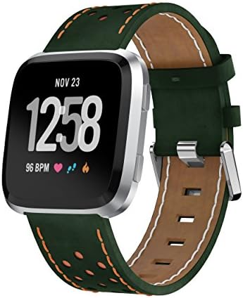 KisFace for Fitbit Versa Replacement Leather Bands, Fitbit Accessories Wristbands Flower Print Series Strap for Fitbit Versa