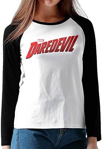 Marvel's Daredevil Logo Women Graphic Long Sleeve Raglan Tops Shirt Apparel