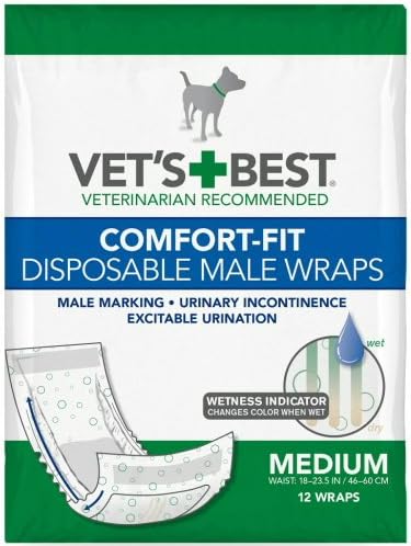 Vet's Best Comfort Fit Disposable Male Wrap 12 count (Medium) New!!!
