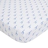 Dwell Studio Safari Skies Cotton Super Soft Fitted Crib Sheet, Blue/White Giraffe